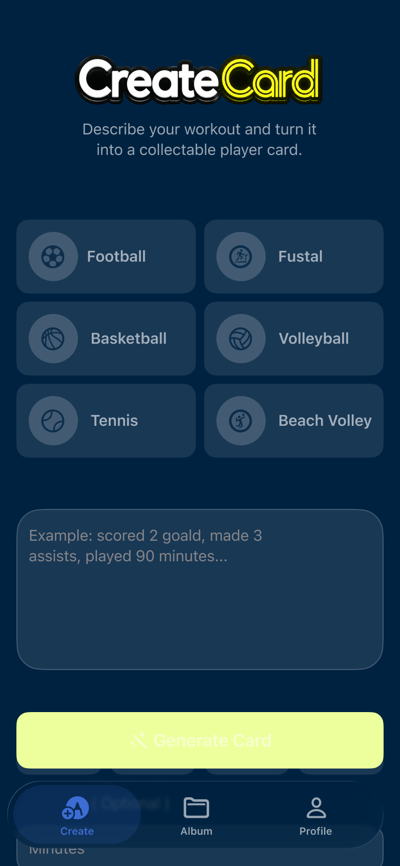 Picsbeat Create screen